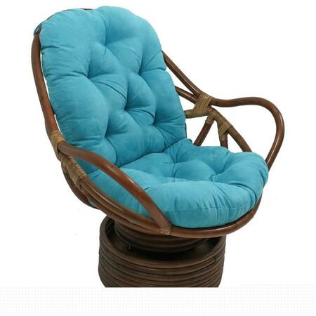 INTERNATIONAL CARAVAN Rattan Swivel Rocker with Micro Suede Cushion, Aqua Blue 3310-MS-AB